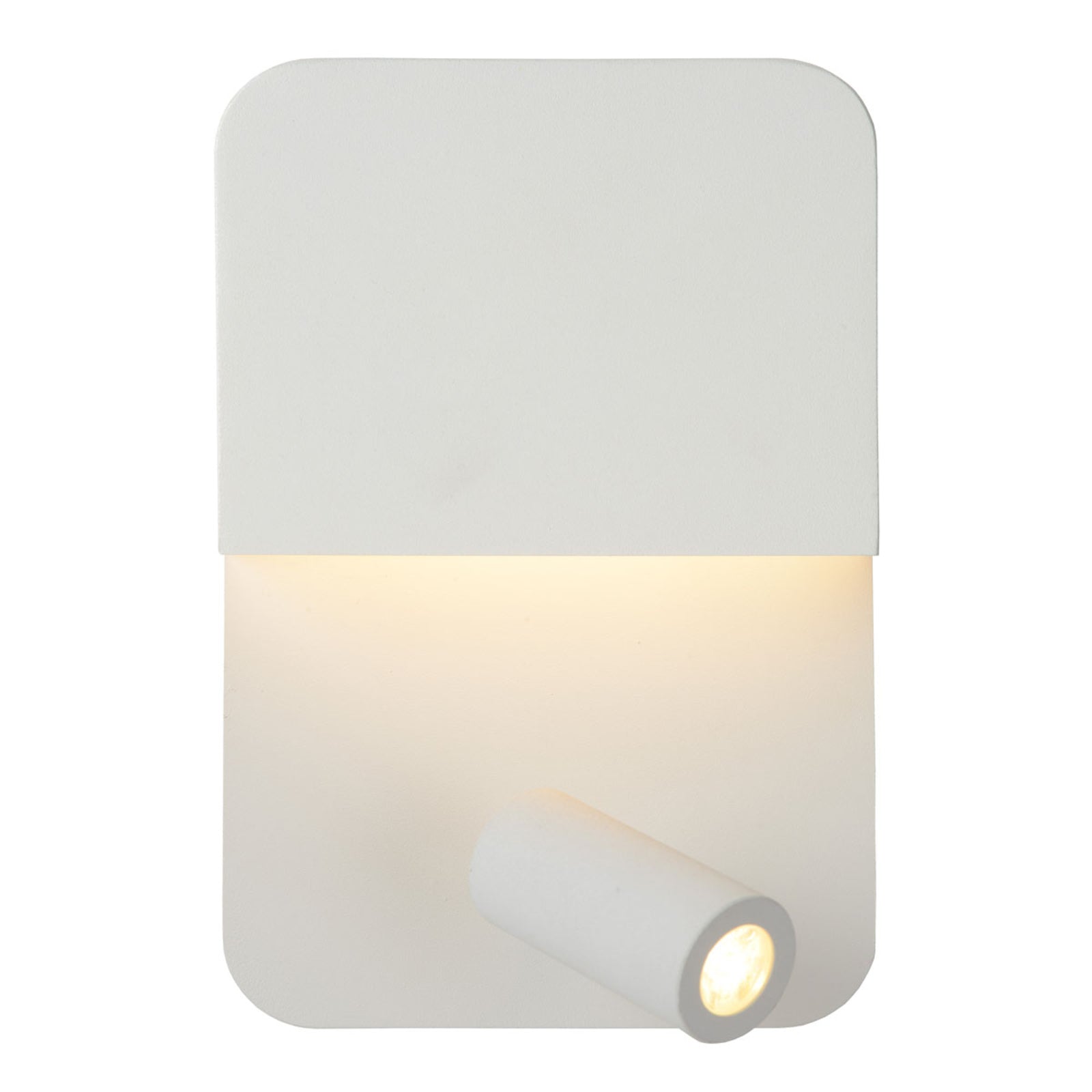 LED vegglampe Boxer med spot hvit stål med bryter svingbar spot
