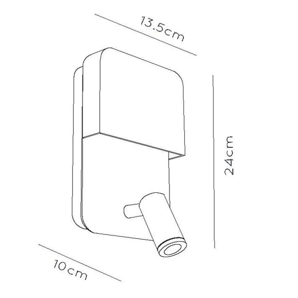 LED vegglampe Boxer med spot hvit stål med bryter bryterknapper