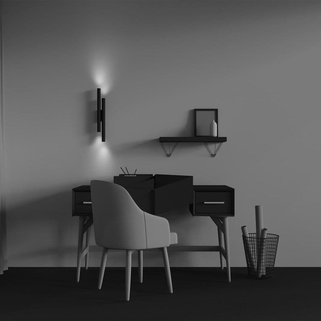 LED vegglampe Calipso 4-lys aluminium svart 49 cm sideprofil