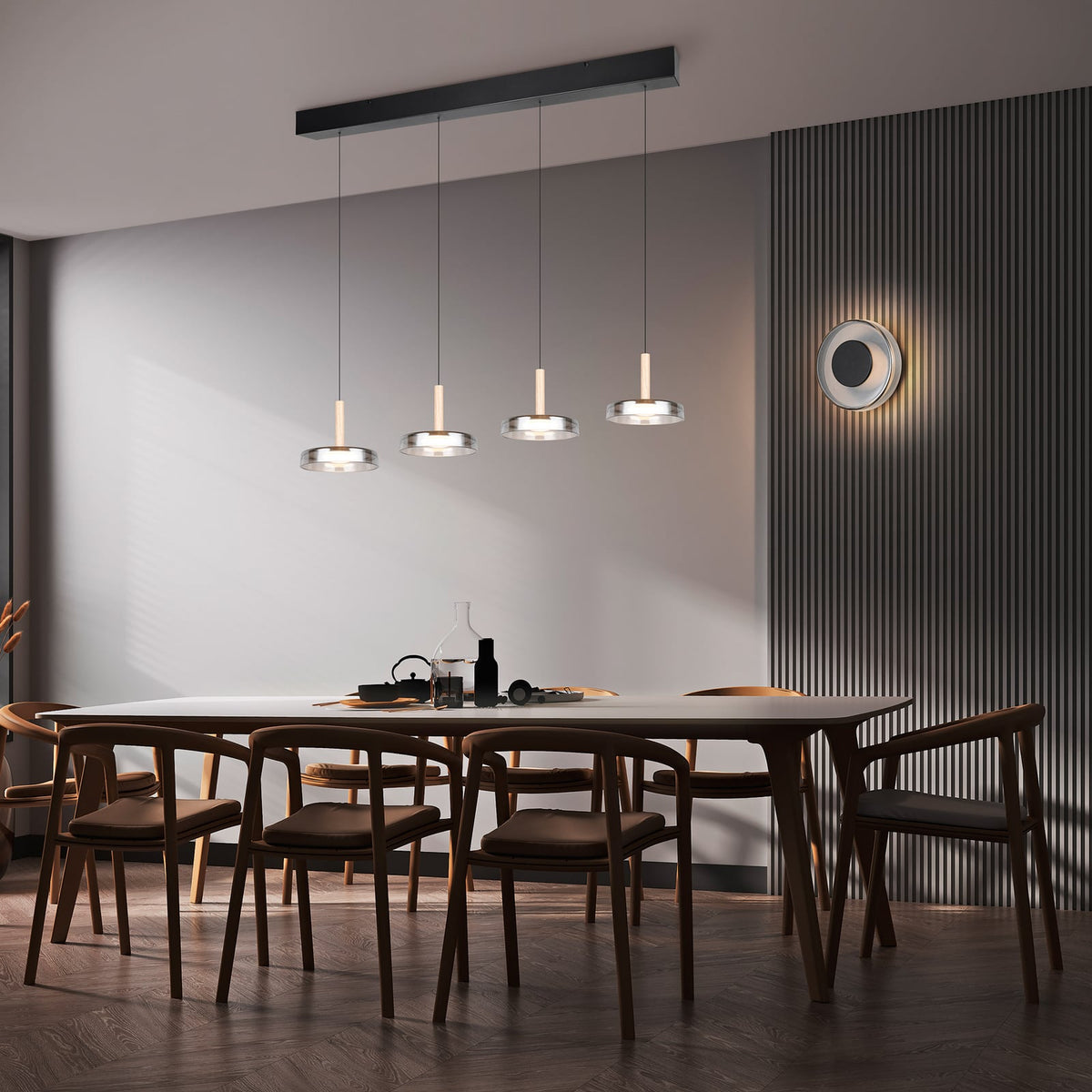 LED vegglampe Celeste dimbar glass svart/krom Ø22 cm bakside