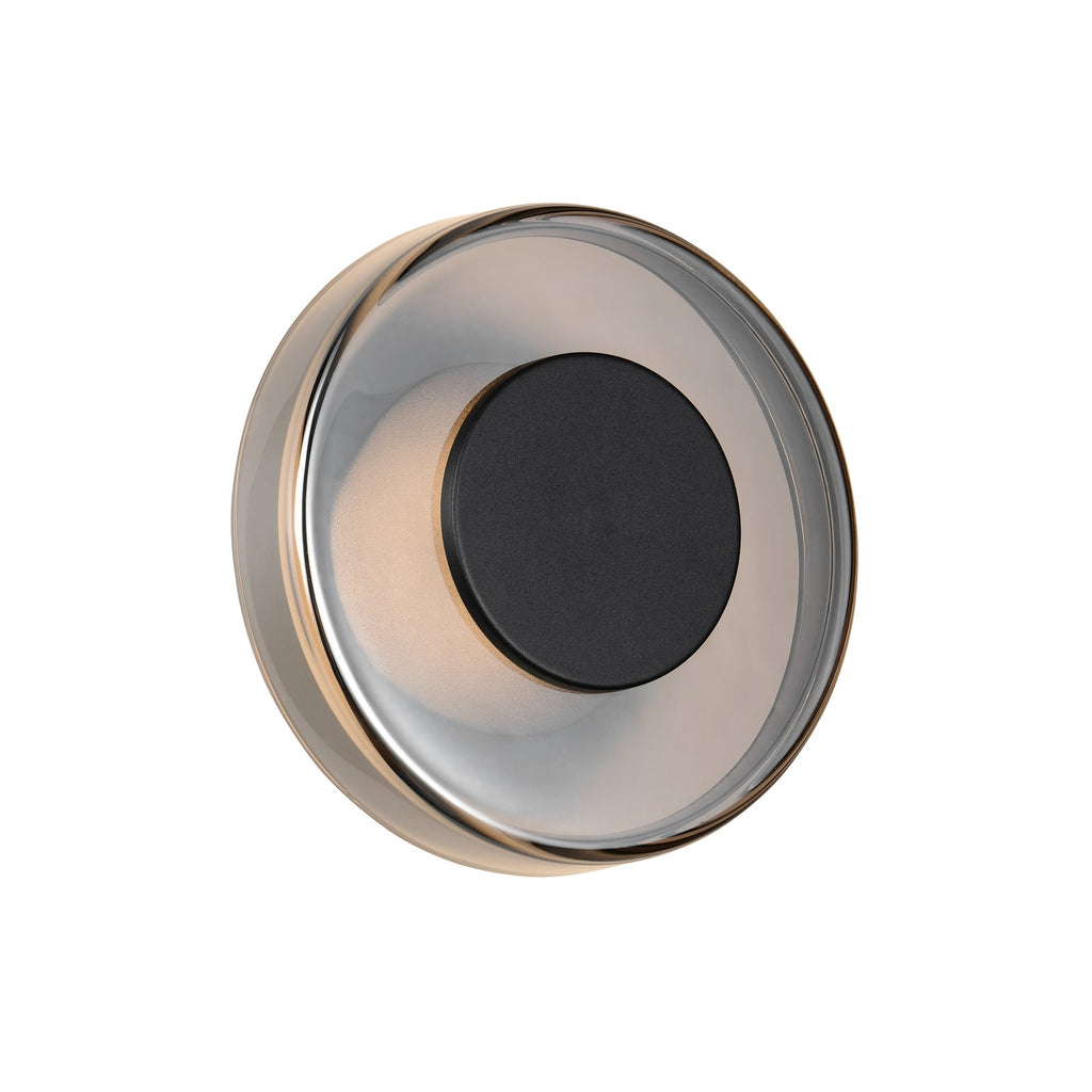 LED vegglampe Celeste dimbar glass svart/krom Ø22 cm detalj