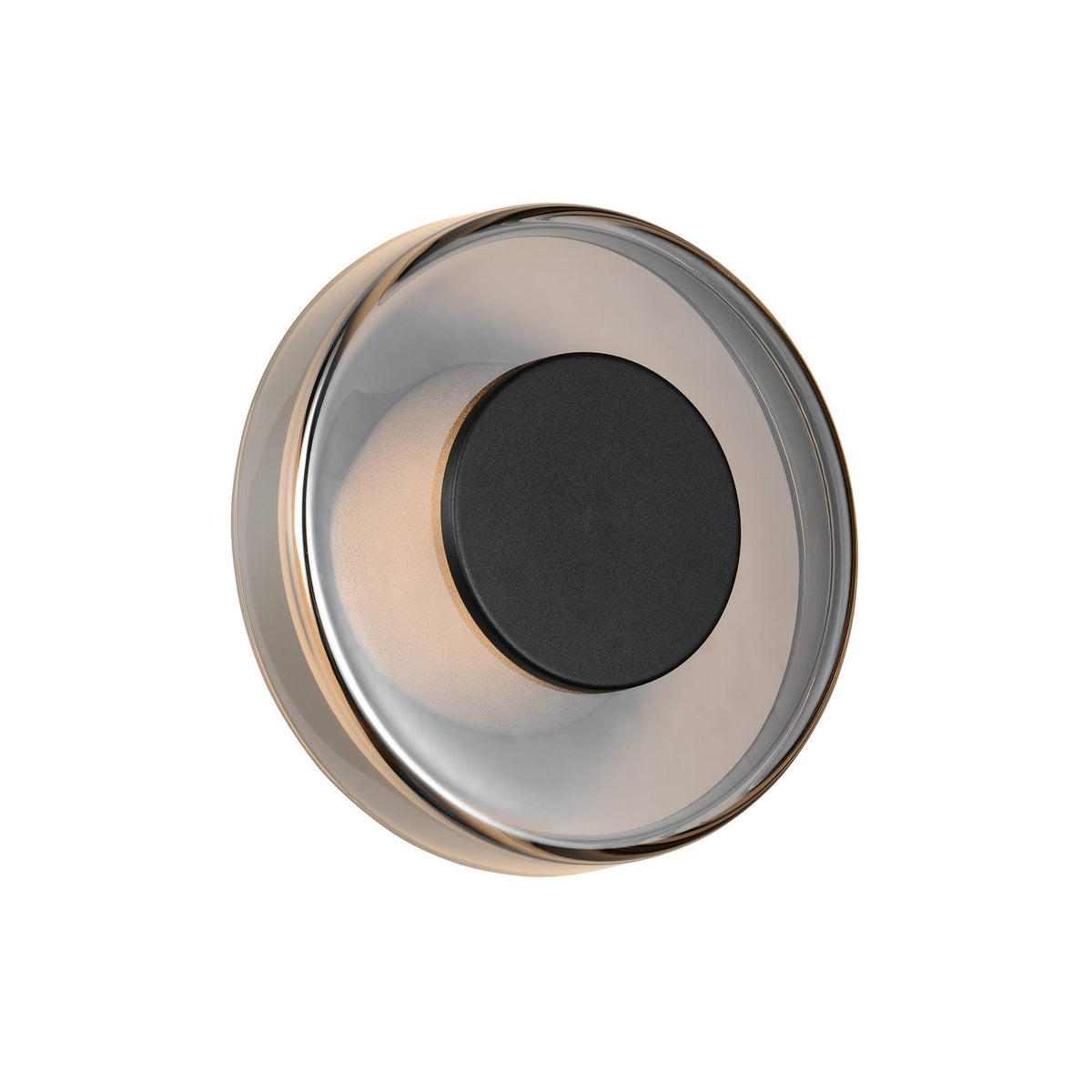 LED vegglampe Celeste dimbar glass svart/krom Ø22 cm detalj