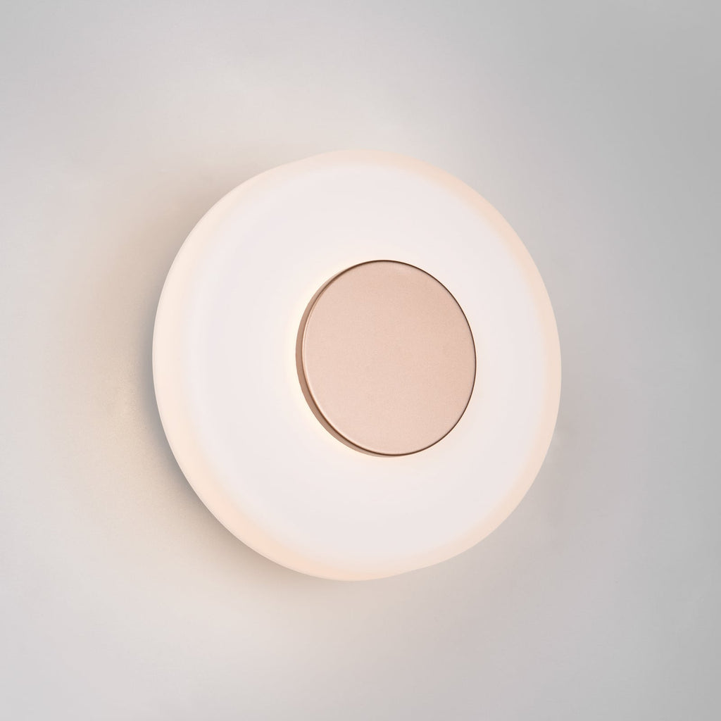 LED vegglampe Celeste glass dimbar Ø22 cm brun/hvit forfra