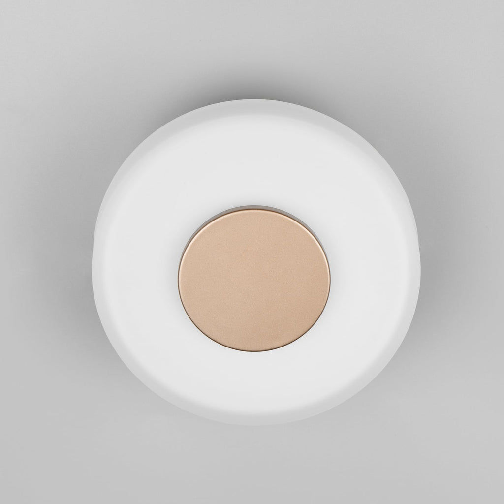LED vegglampe Celeste glass dimbar Ø22 cm brun/hvit sett fra siden