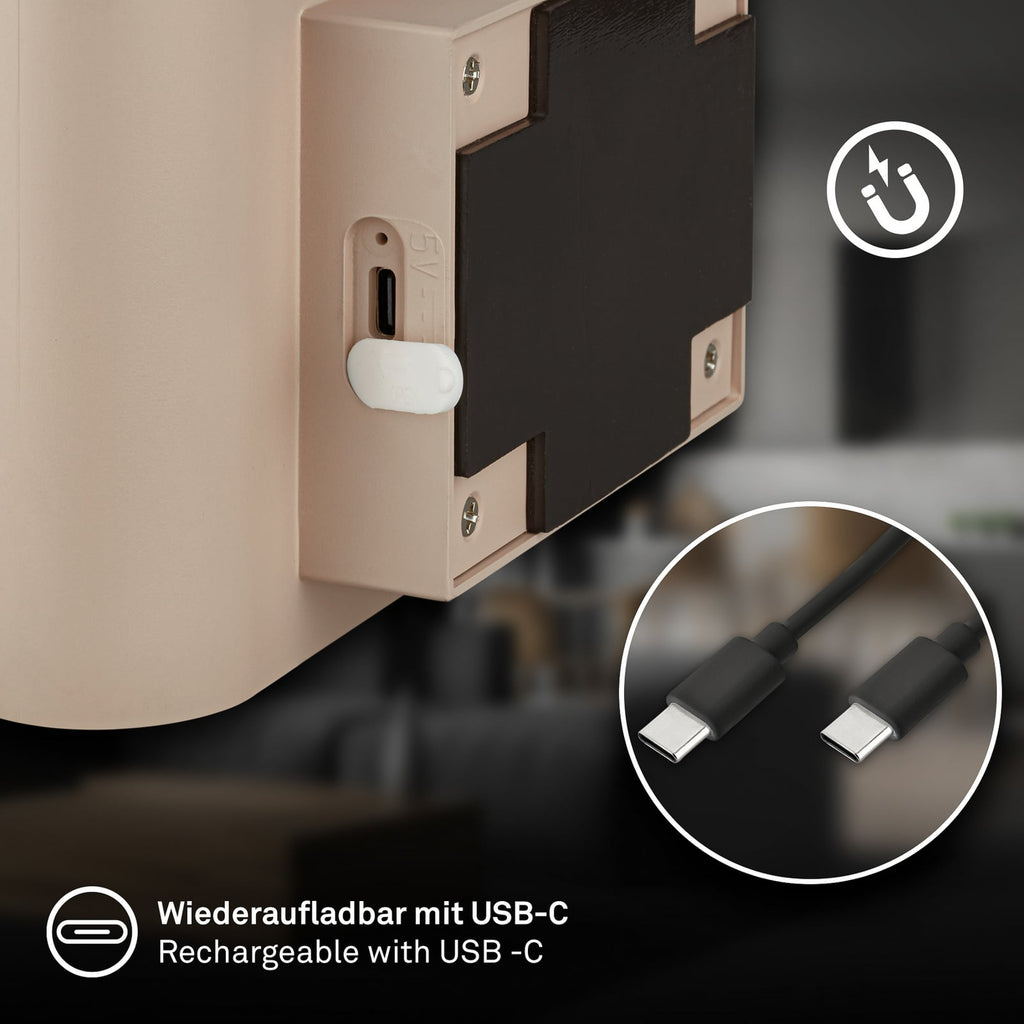 LED vegglampe Chat oppladbar med bevegelsessensor beige bakside