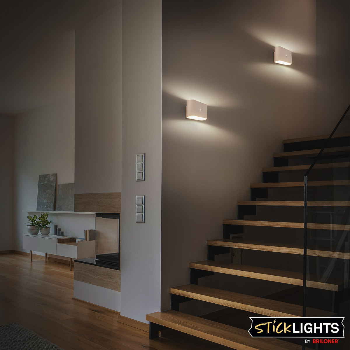 LED vegglampe Chat oppladbar med bevegelsessensor beige lysmodus