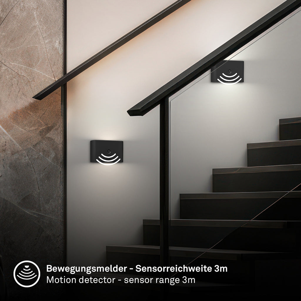 LED vegglampe Chat oppladbar svart med 3M klebepad