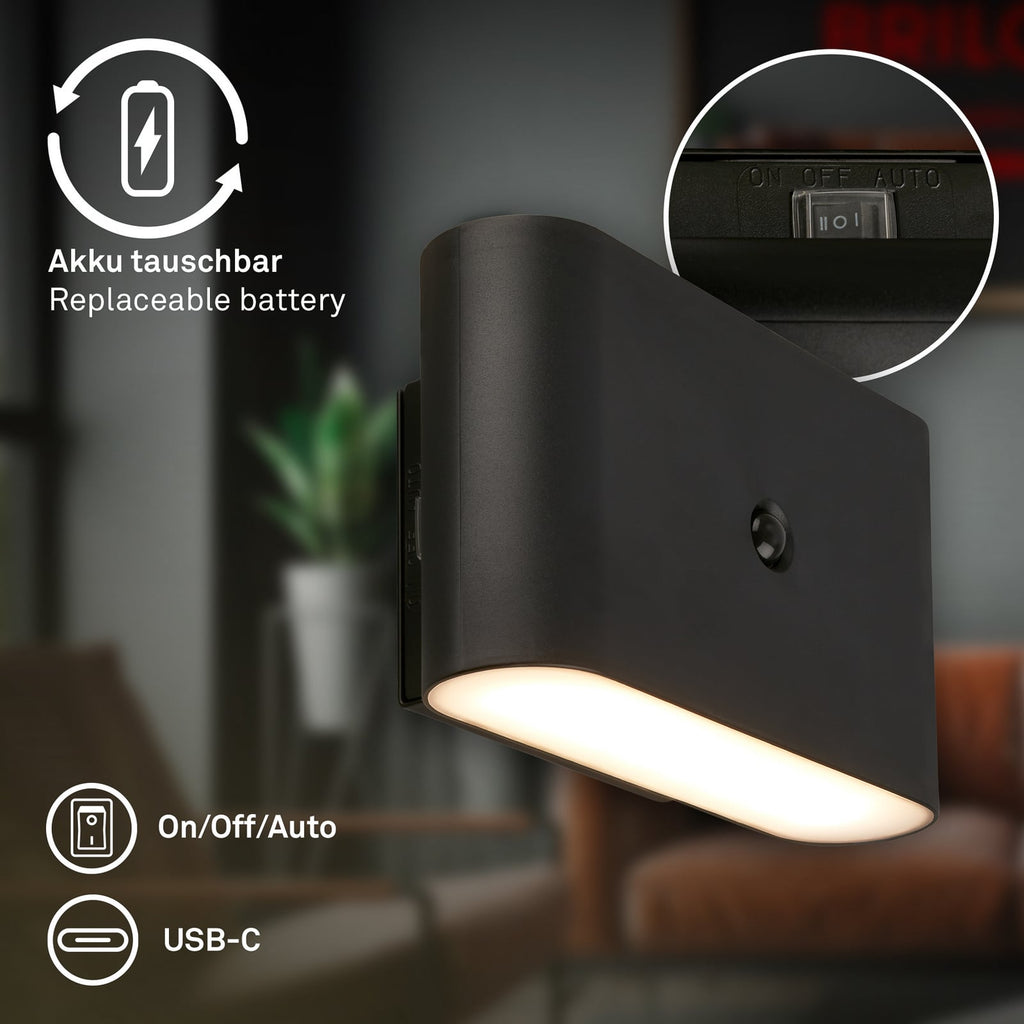 LED vegglampe Chat oppladbar svart USB-kabel tilkobling