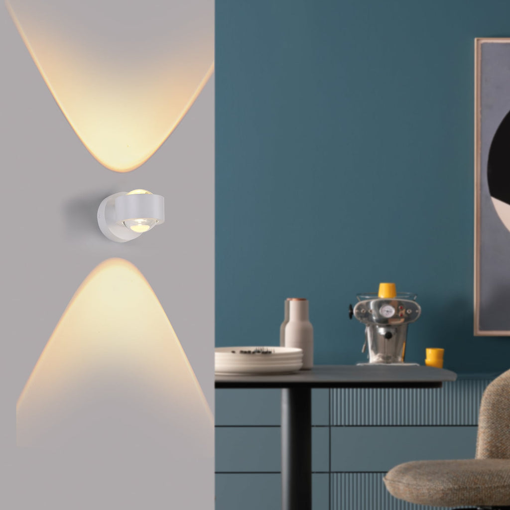 LED vegglampe Chia hvit opp og ned bakside