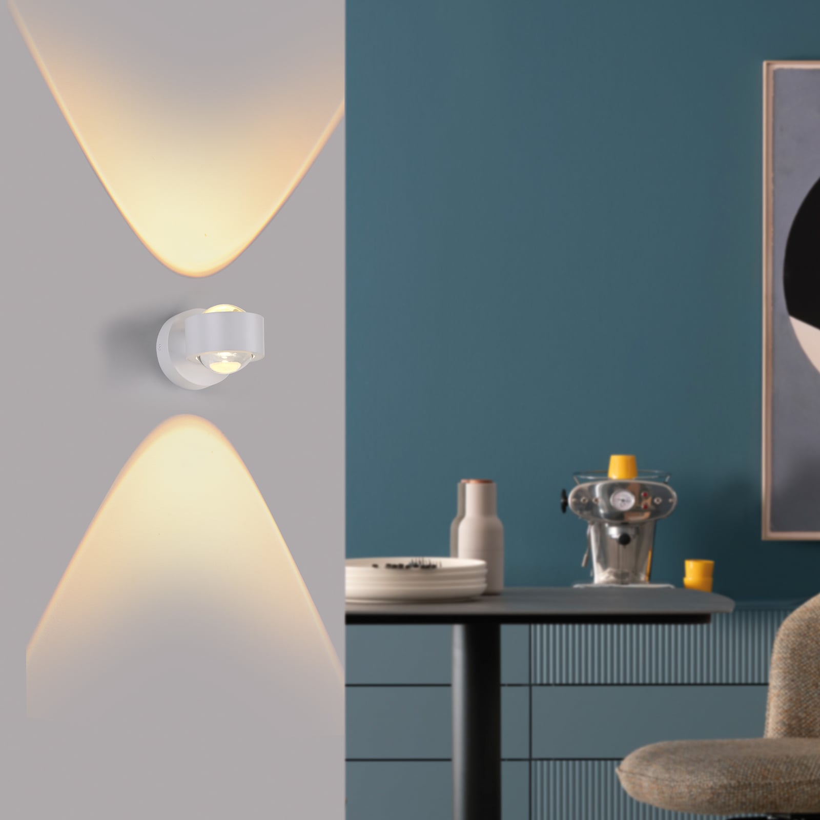 LED vegglampe Chia hvit opp og ned bakside