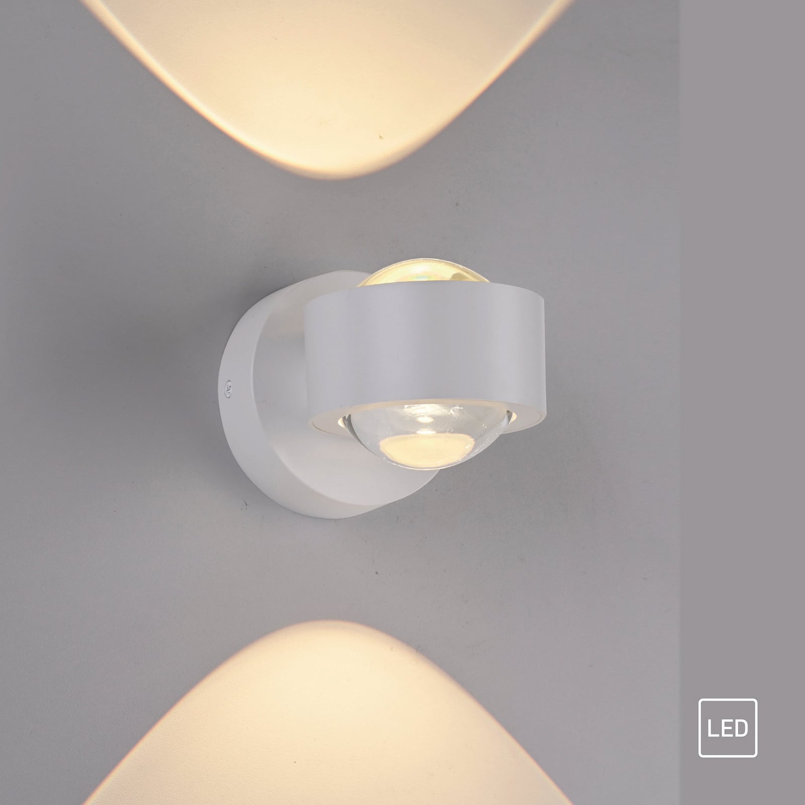 LED vegglampe Chia hvit opp og ned lyseffekt på vegg
