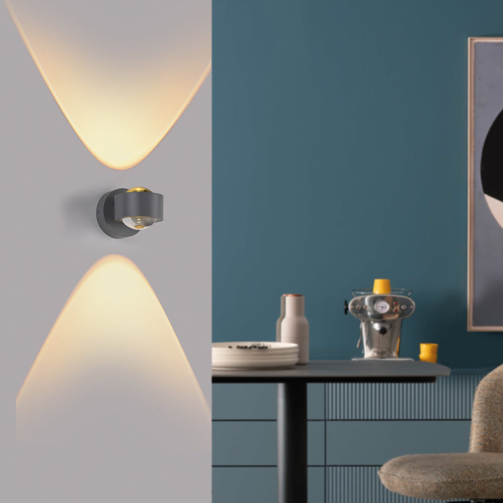 LED vegglampe Chia opp og ned sølv 3000K 330 lm bakside