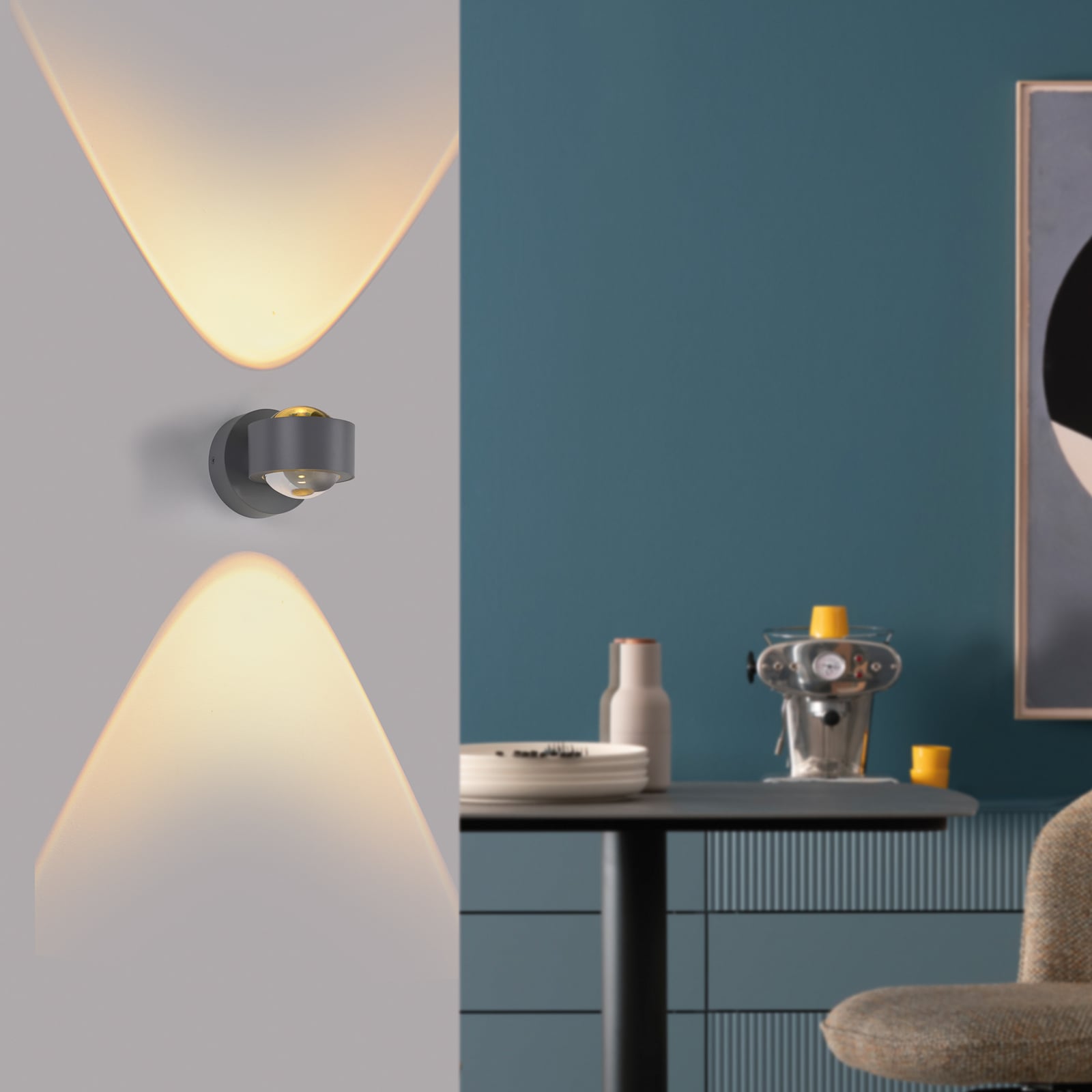 LED vegglampe Chia opp og ned sølv 3000K 330 lm bakside