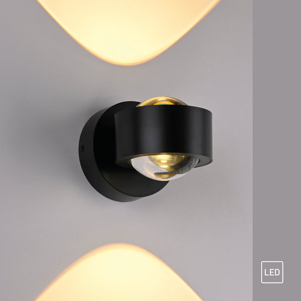 LED vegglampe Chia opp og ned svart 3000K 330 lm side