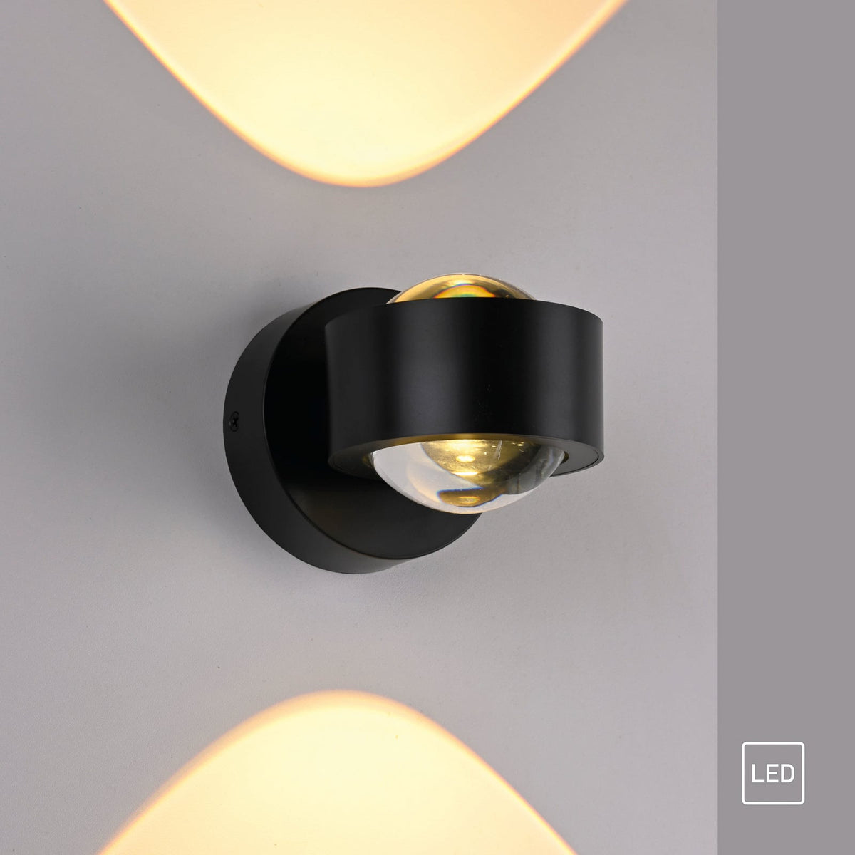 LED vegglampe Chia opp og ned svart 3000K 330 lm side