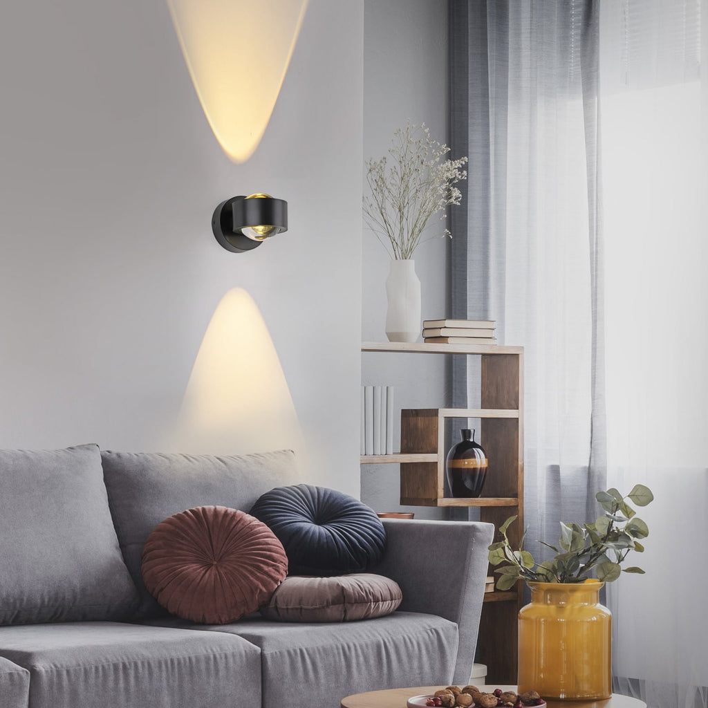 Bakside av LED vegglampe Chia oppladbar dimbar med fjernkontroll svart