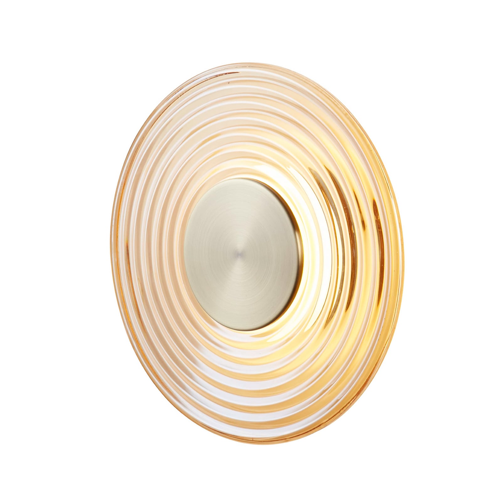 LED vegglampe Cleo ravfarget rilleglass Ø30 cm dimbar forfra