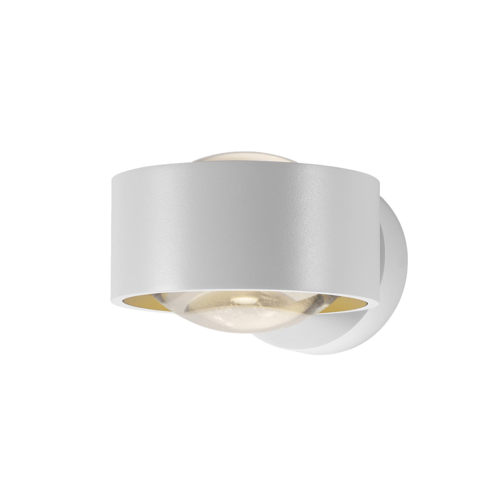 LED vegglampe Clippo Optic hvit/gull dimbar dreibar Ø12 cm forfra
