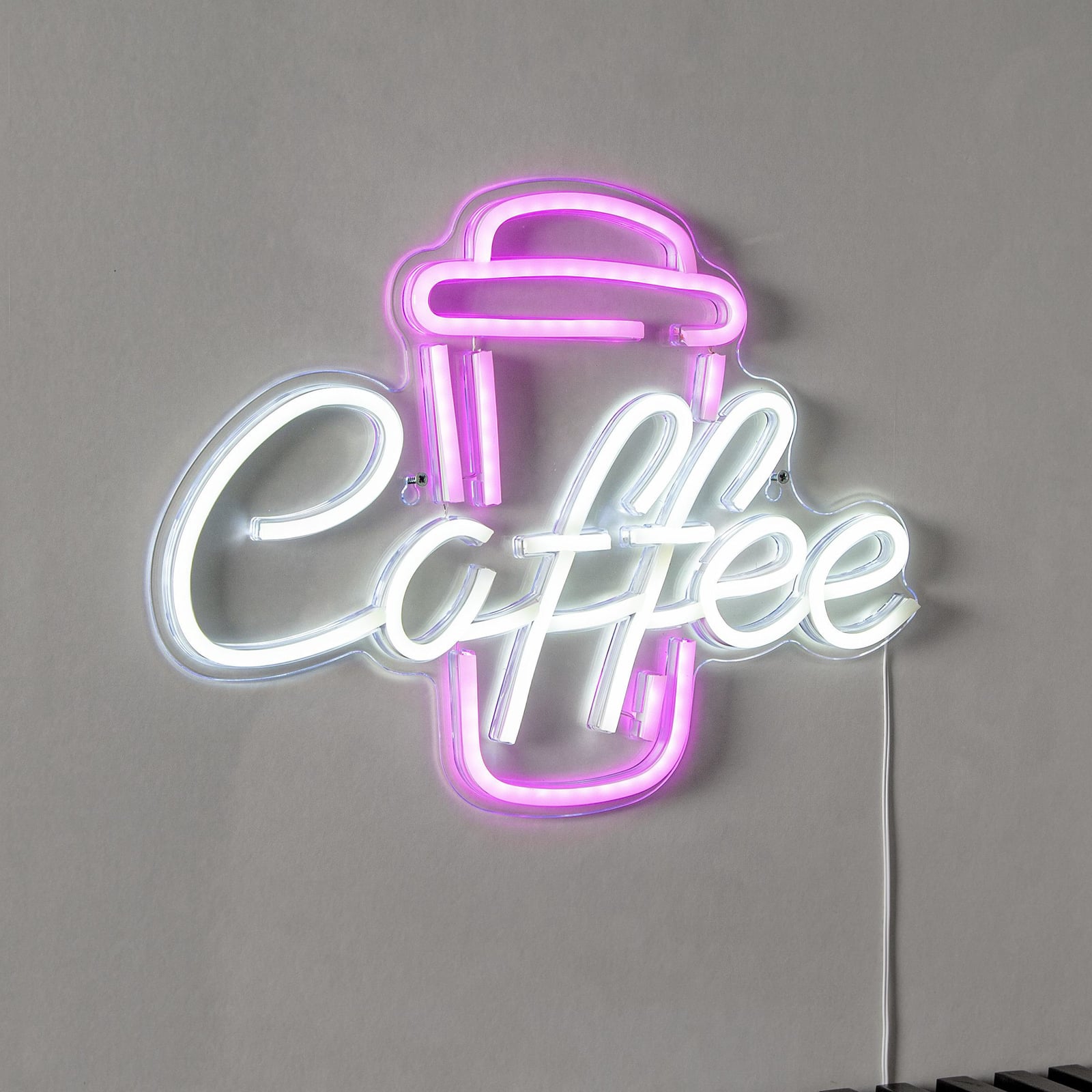 LED-vegglampe Coffee RGB plexiglass 40x30 cm USB forfra