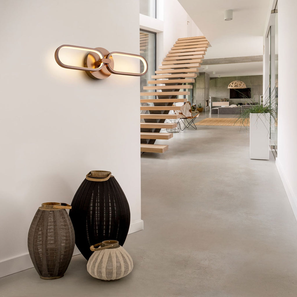 LED vegglampe Colette 2-lys roségull 48 cm bakside