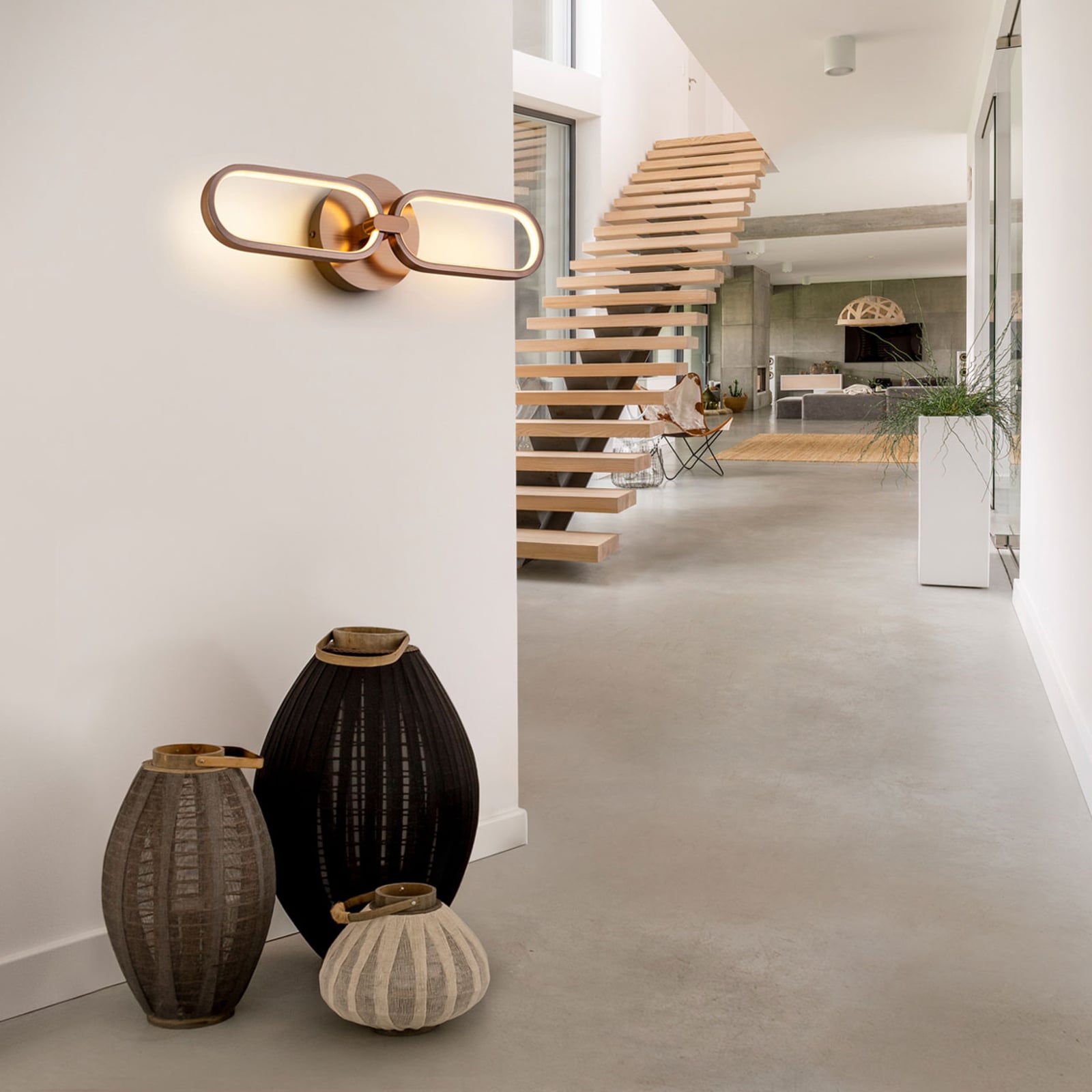 LED vegglampe Colette 2-lys roségull 48 cm bakside