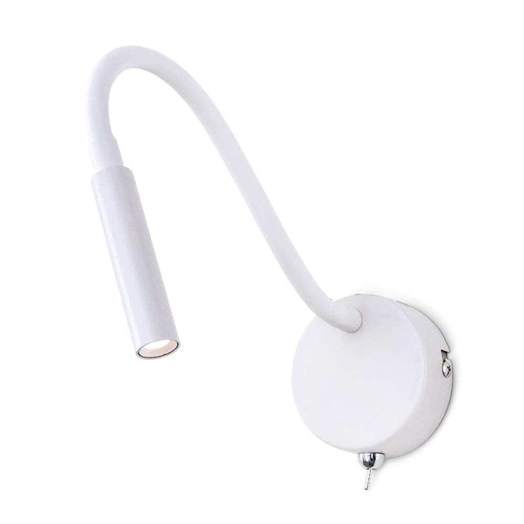 LED vegglampe Colin fleksibel arm hvit med bryter forfra