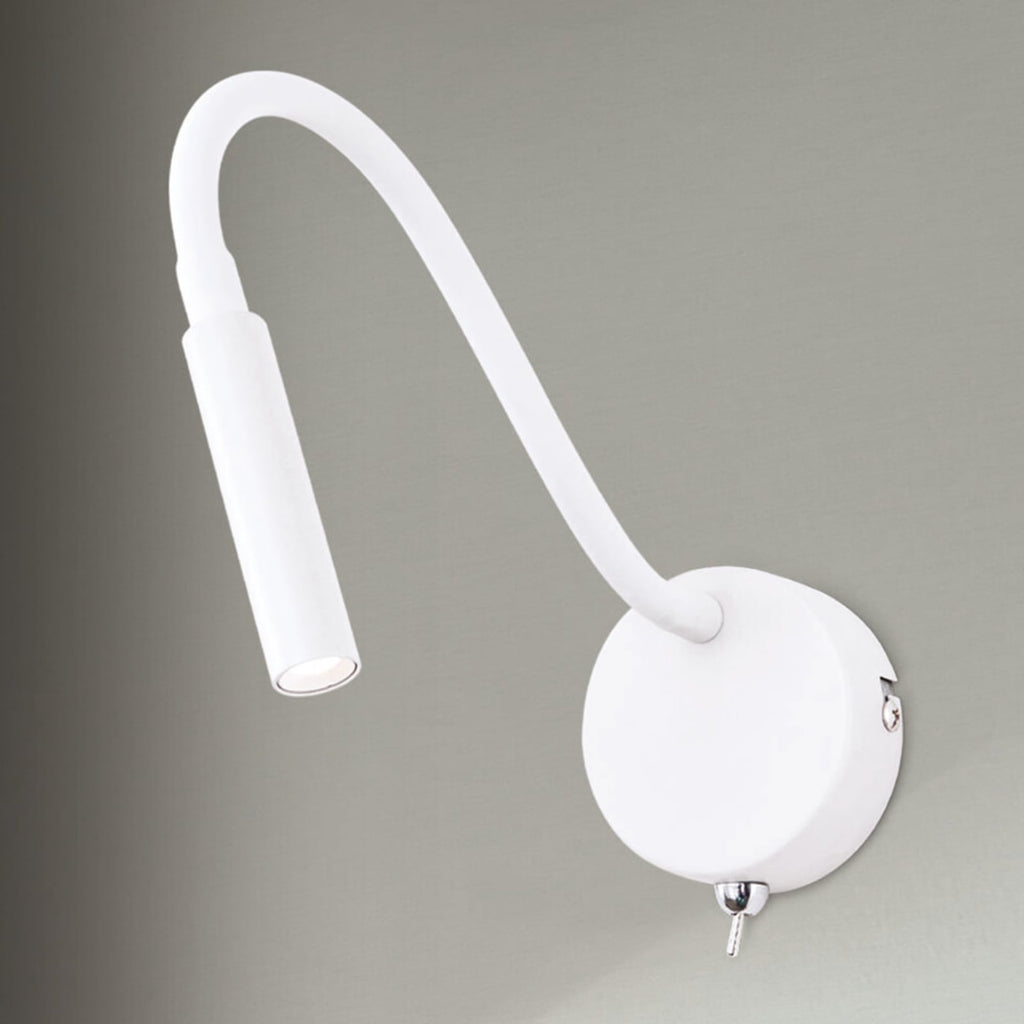 LED vegglampe Colin fleksibel arm hvit med bryter bakside