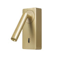 LED vegglampe Colo aluminium gull med bryter forfra