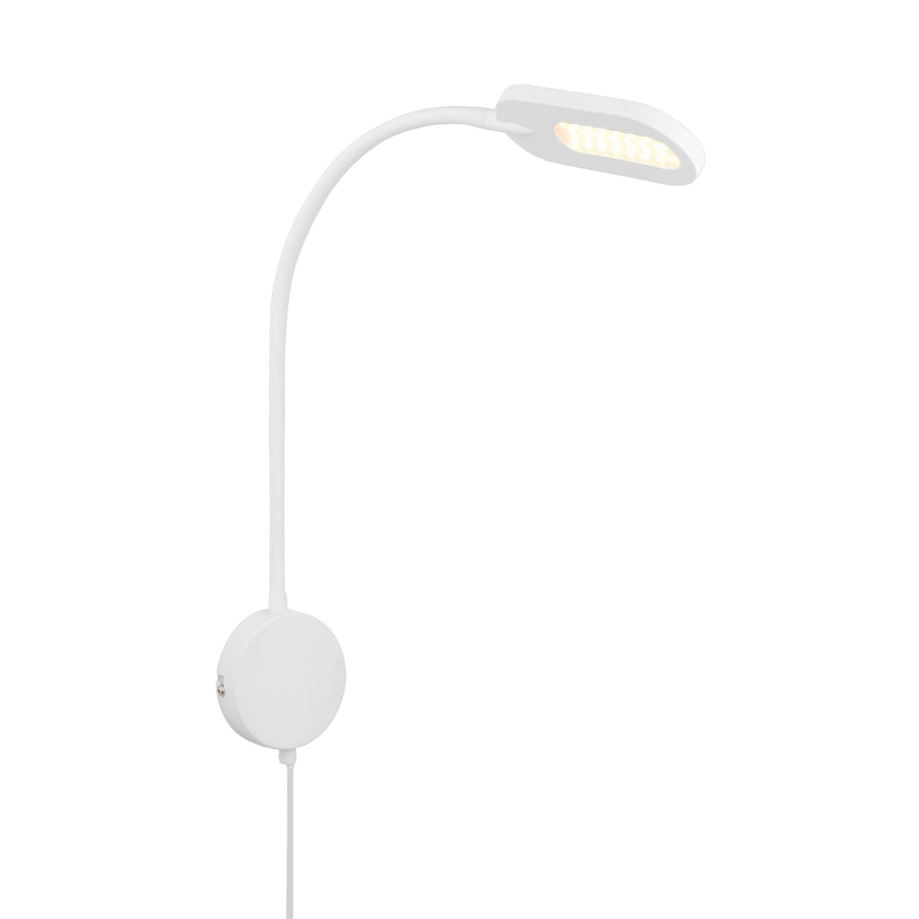 LED vegglampe dimbar hvit metall 6W med bryter - Briloner forfra