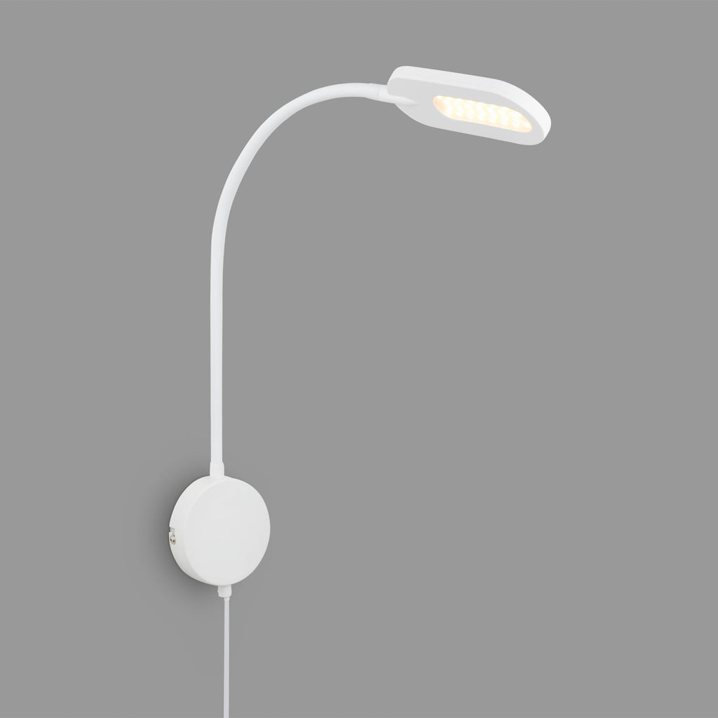 LED vegglampe dimbar hvit metall 6W med bryter - Briloner montert