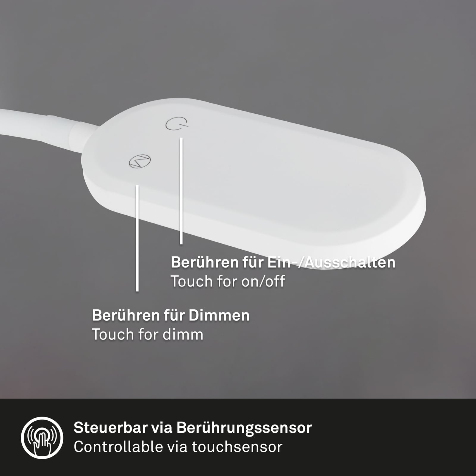 LED vegglampe dimbar hvit metall 6W med bryter - Briloner nærbilde