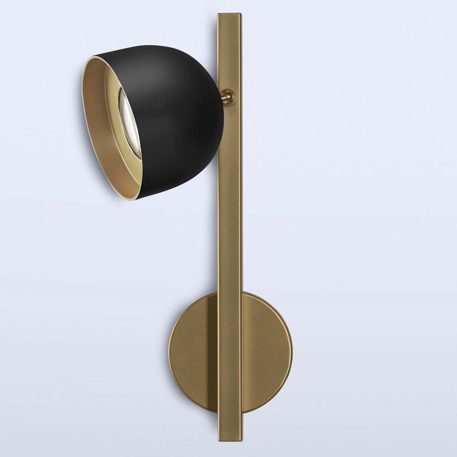 LED vegglampe Dome svart/gull svingbar 35 cm 8W forfra