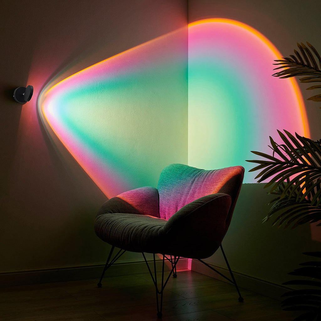 LED vegglampe Edonita svart med RGB effektlys nærbilde