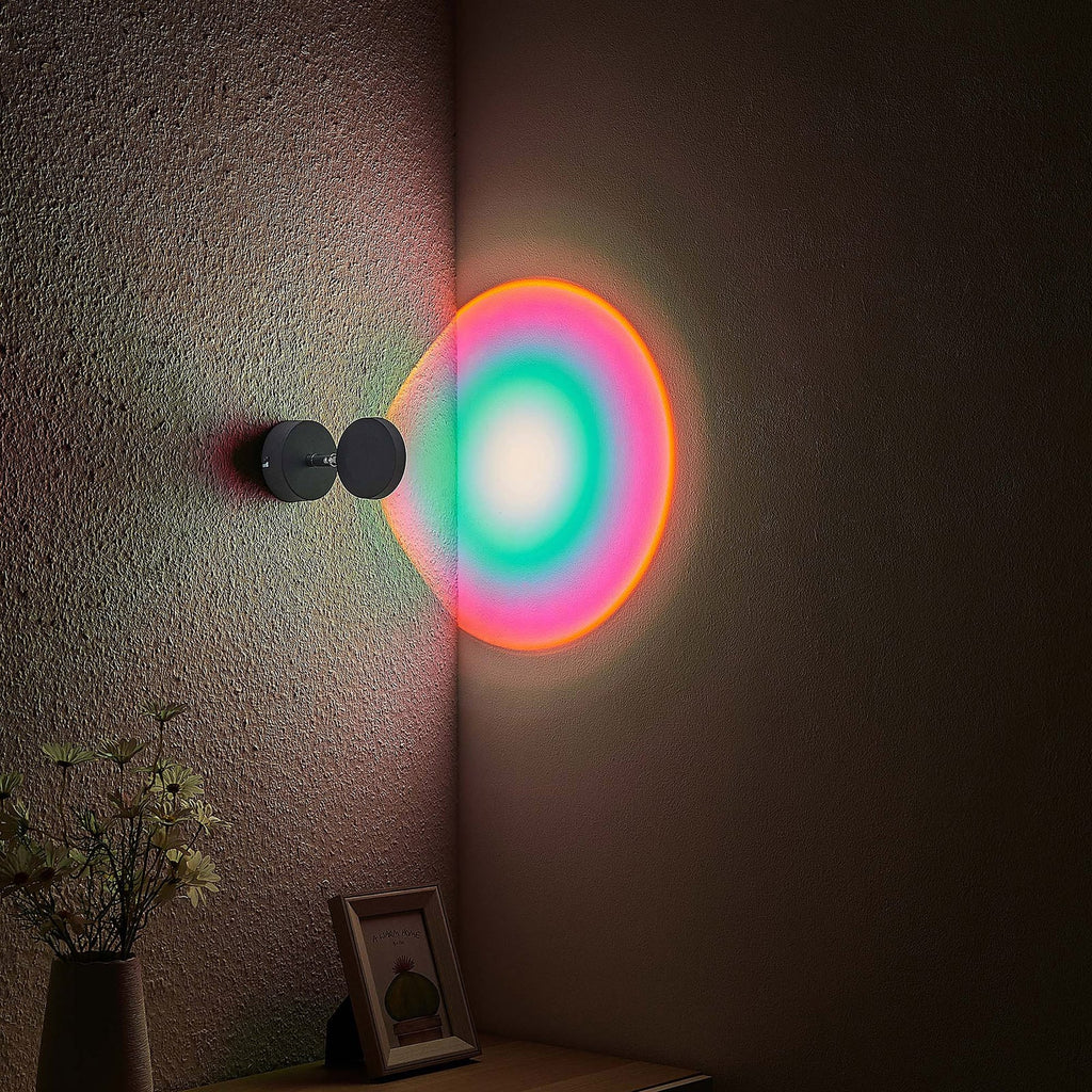 LED vegglampe Edonita svart med RGB effektlys vinklet lyskilde