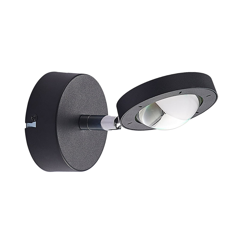 LED vegglampe Edonita svart med RGB effektlys glasslinse
