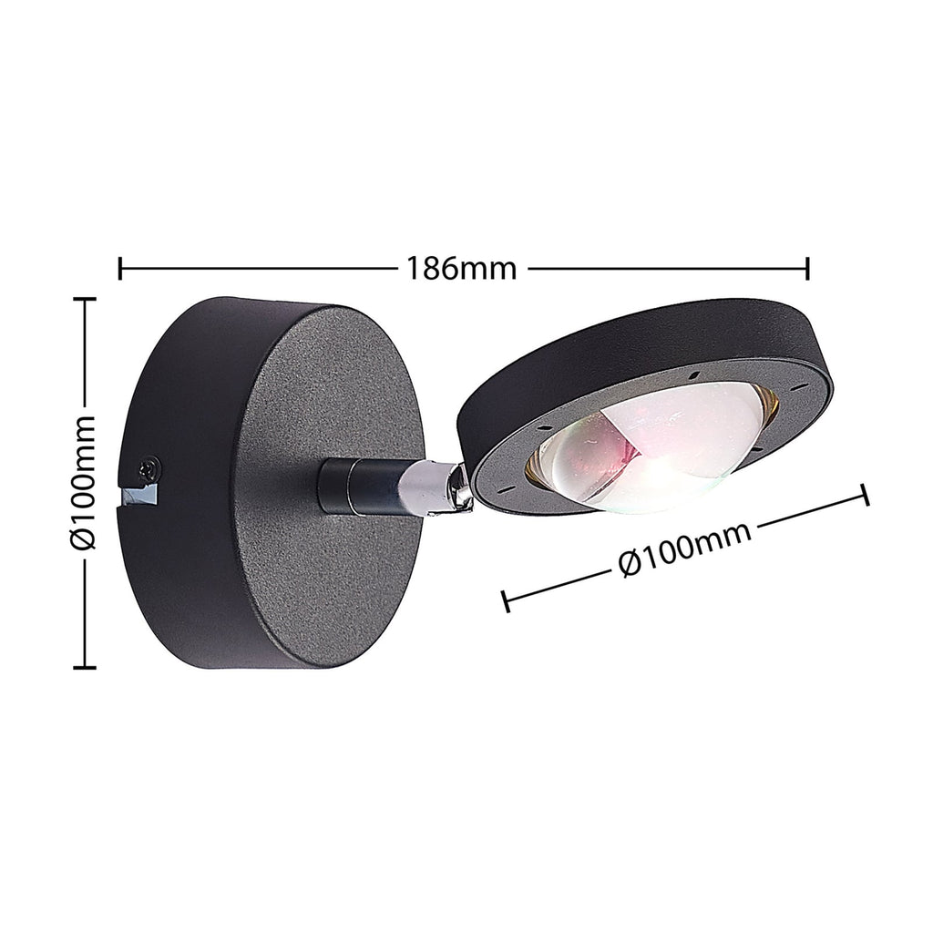 LED vegglampe Edonita svart med RGB effektlys metallhus