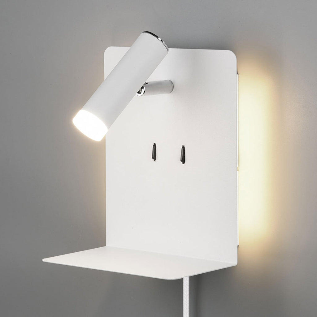 LED vegglampe Element med hylle og USB hvit matt bakside