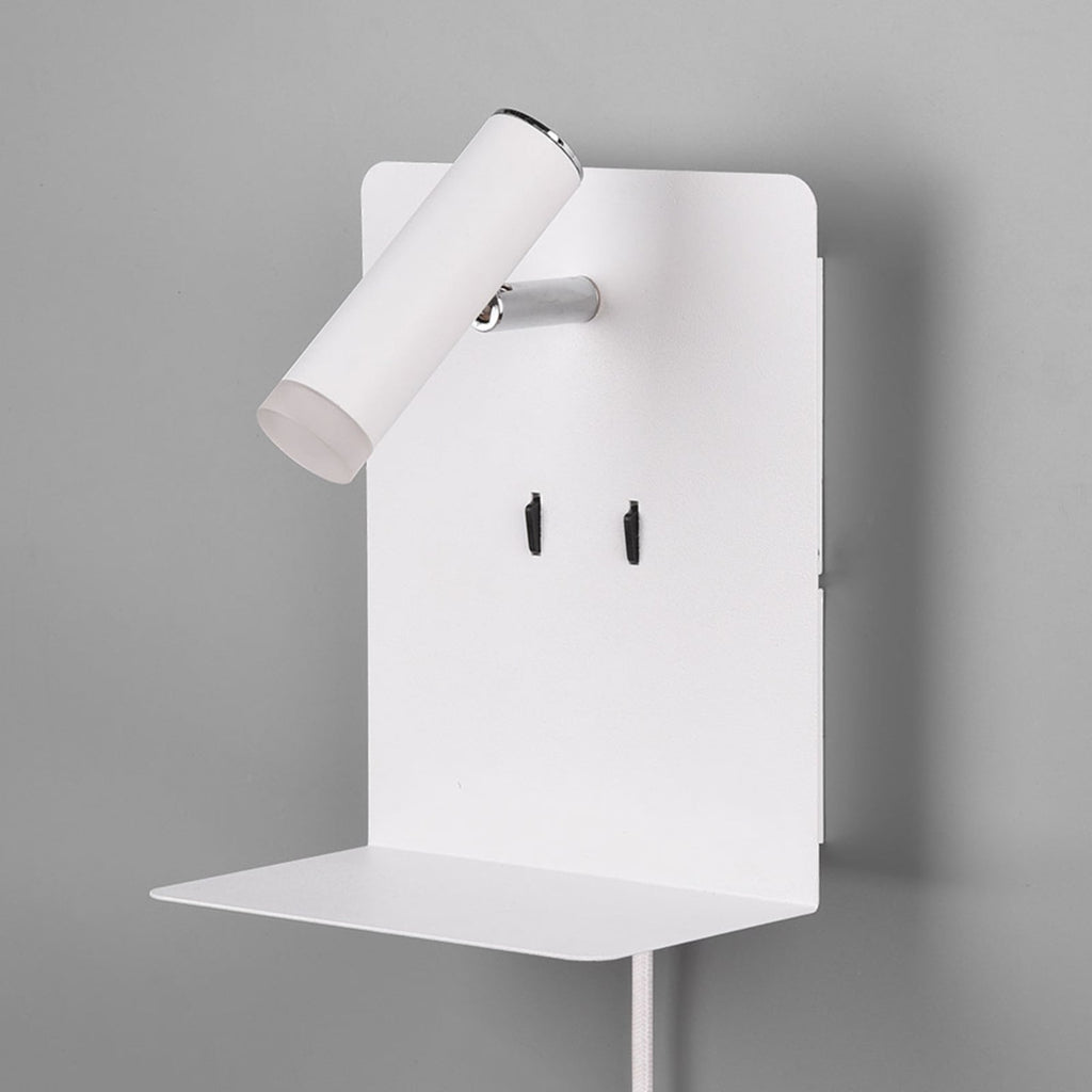 LED vegglampe Element med hylle og USB hvit matt sideprofil