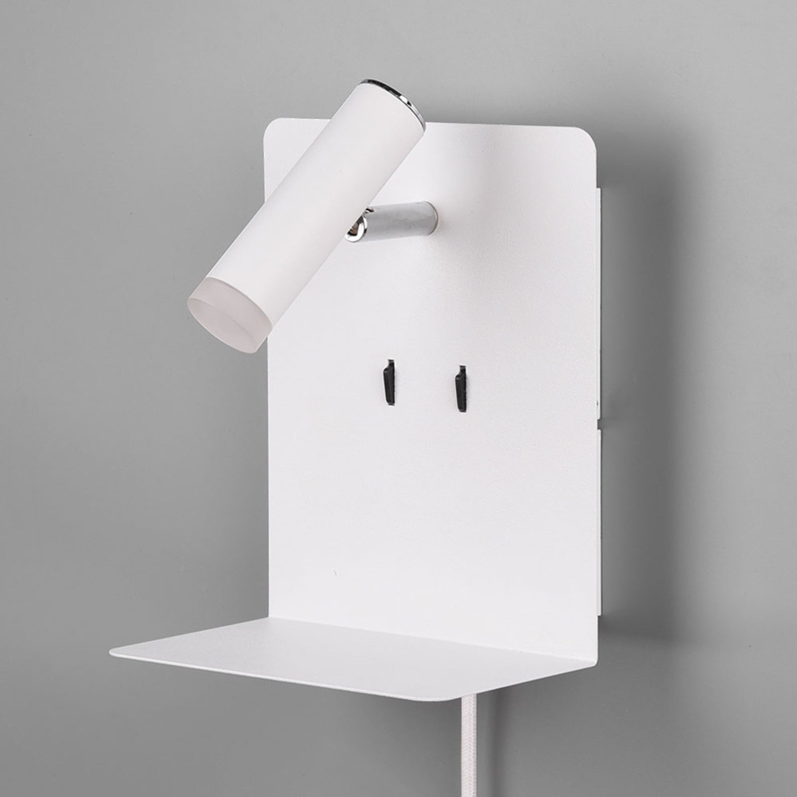 LED vegglampe Element med hylle og USB hvit matt sideprofil