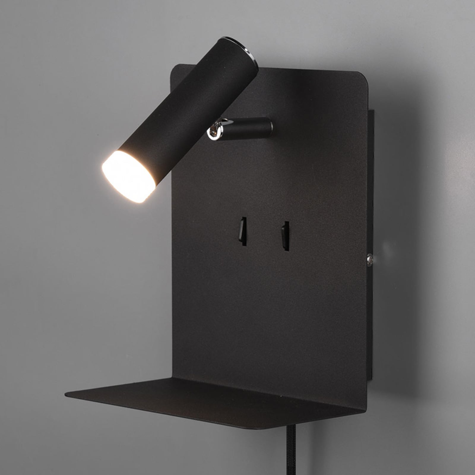 Detalj av LED vegglampe Element med hylle svart matt 16 cm