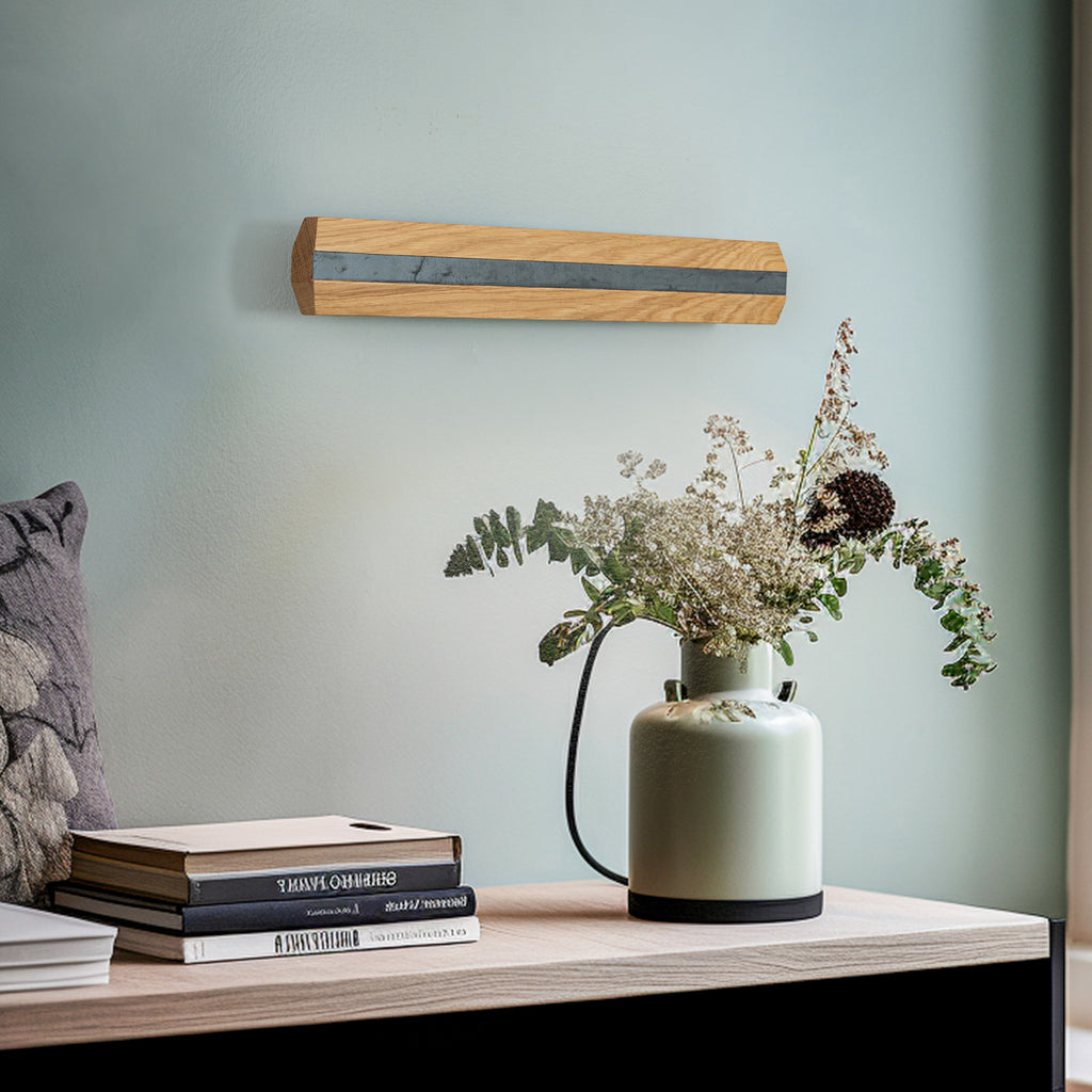 LED vegglampe Elis eik/svart opp og ned dimbar 48 cm bakside