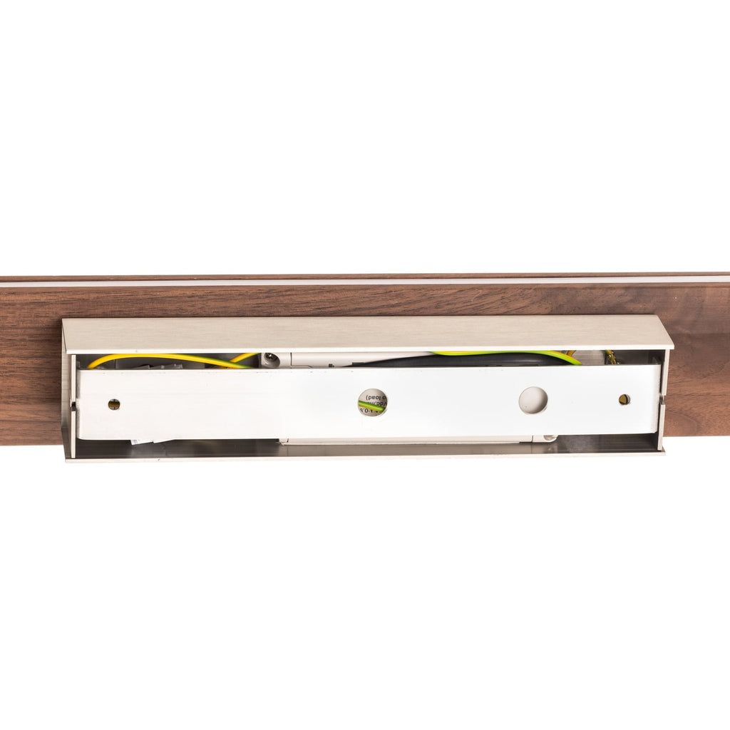 LED vegglampe Elis valnøtt/nikkel opp-ned dimbar 48 cm detalj av dimmerområde
