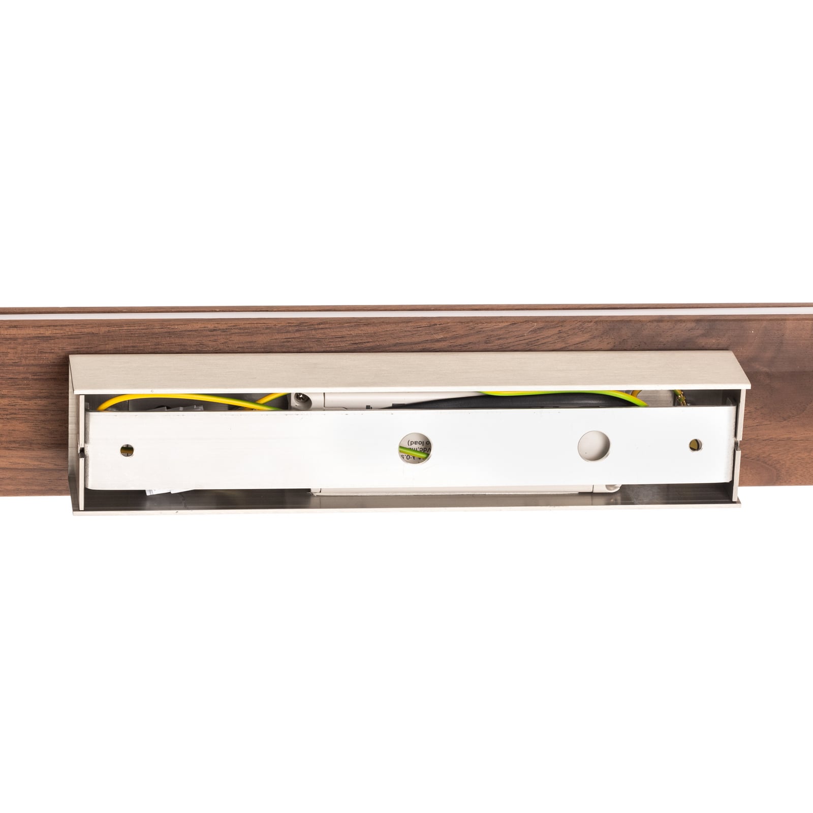 LED vegglampe Elis valnøtt/nikkel opp-ned dimbar 48 cm detalj av dimmerområde