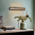 LED vegglampe Elis valnøtt/nikkel opp-ned dimbar 48 cm forfra