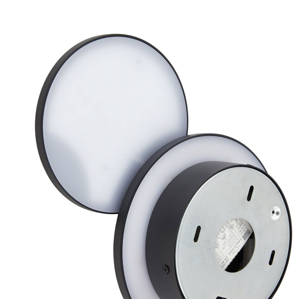 LED vegglampe Elrik rund svart indirekte lys opplyst