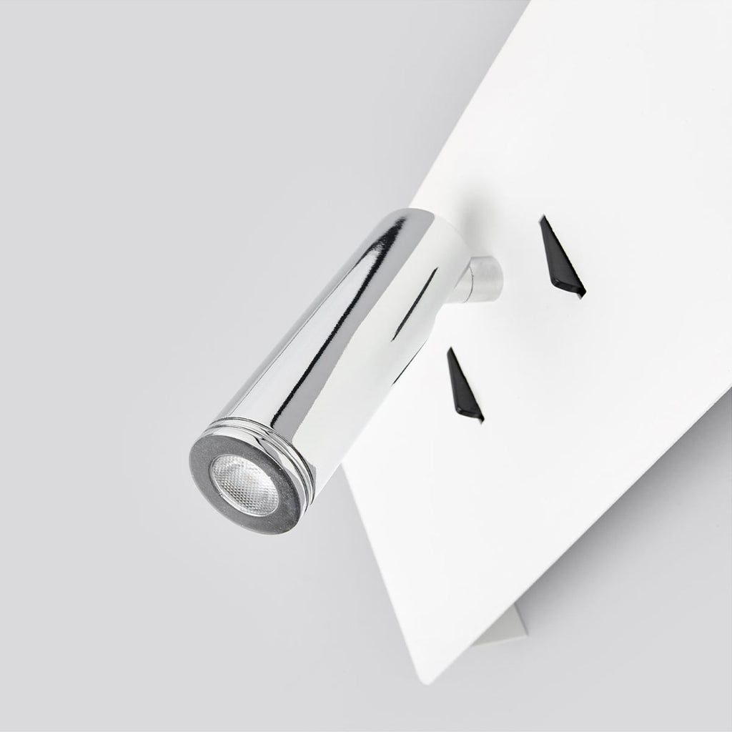LED vegglampe Elske med leselys hvit/krom metallfinish
