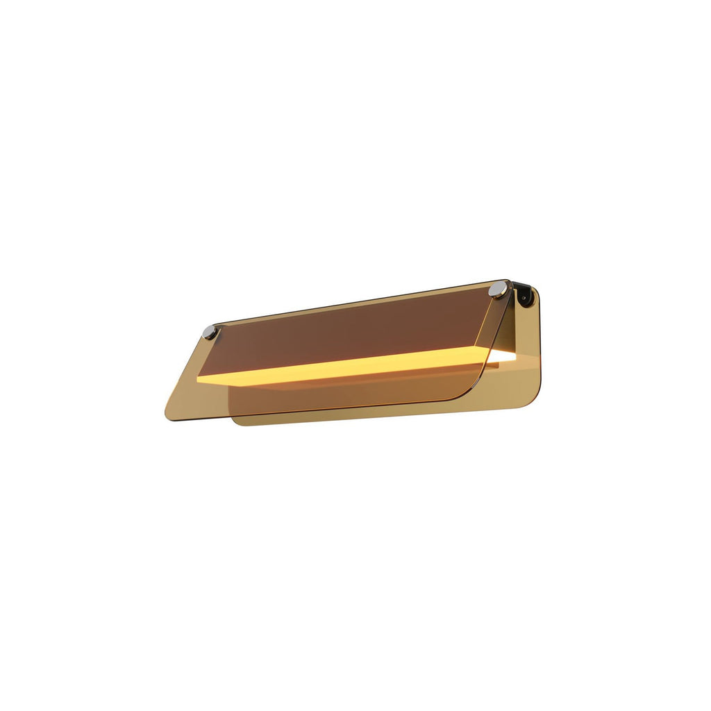 LED vegglampe FLAT amber messing 30 cm front