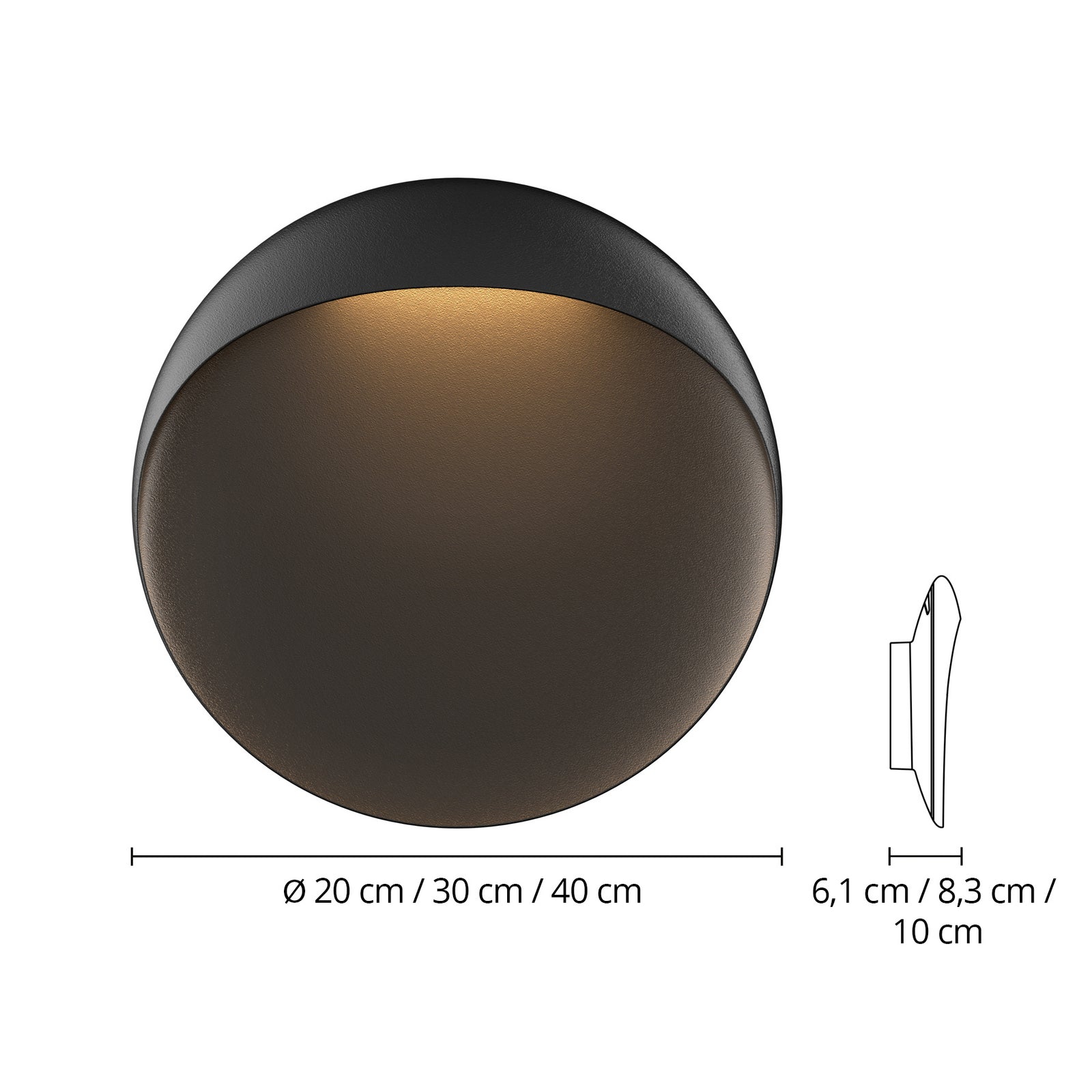 LED vegglampe Flindt dimbar svart detalj