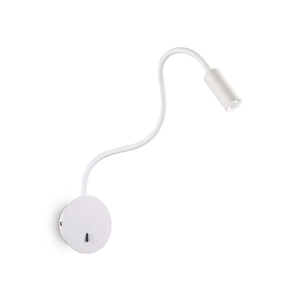 LED vegglampe Focus 2 hvit fleksarm 55 cm med bryter forfra