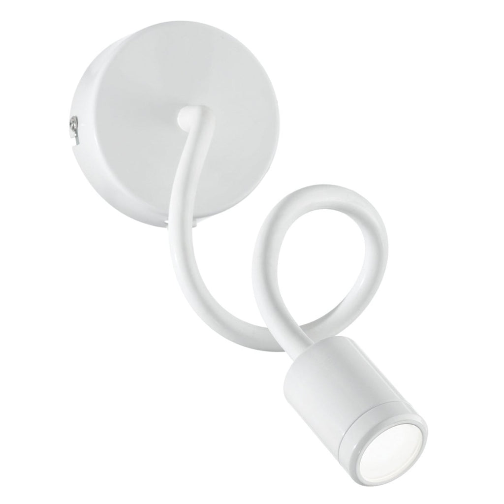 Detalj av fleksibel arm på LED vegglampe Focus hvit 3W med bryter